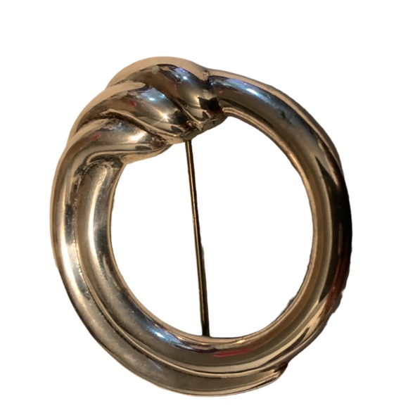 925 Sterling Silver Vintage Bayanihan Ribbed Pin Brooch  2” diameter. - Picture 8 of 11